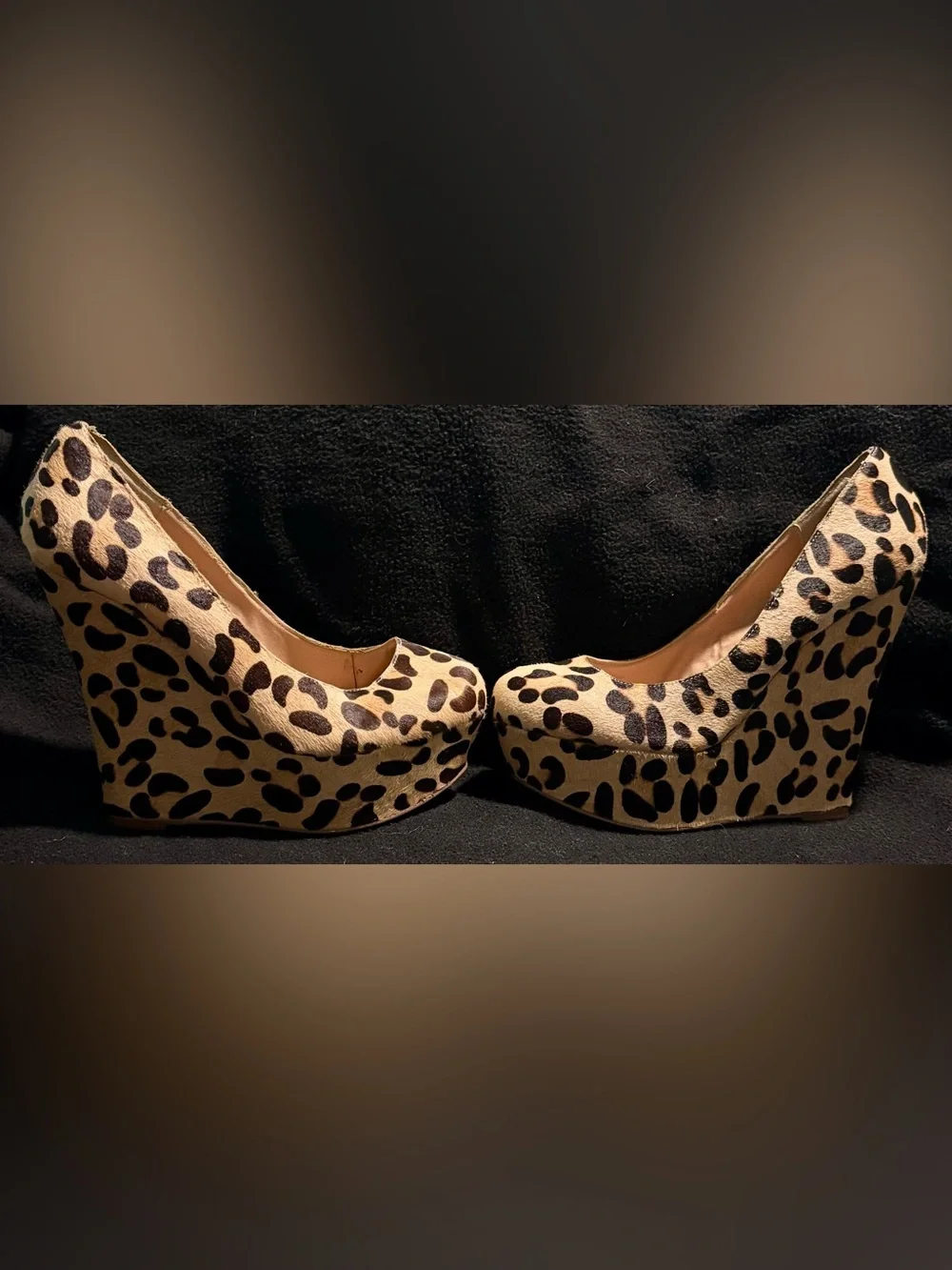 Steve Madden Leopard Print Wedge Pumps - Tan & Black